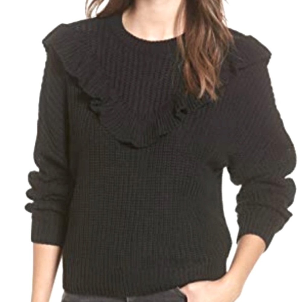 BLANK NYC Black of Night Ruffle Sweater